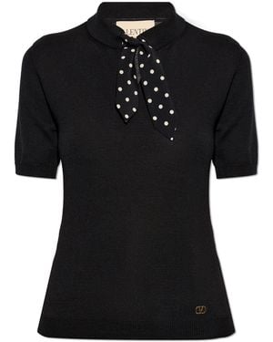 Valentino Garavani Top With Decorative Tie - Black