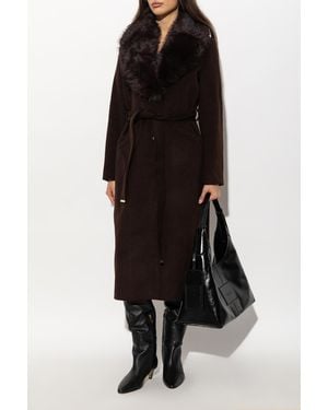 MICHAEL Michael Kors Fur-Trimmed Coat - Black