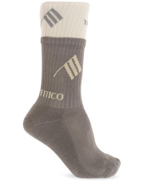 The Attico Cotton Socks With Logo - Grey