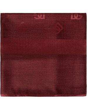 Dolce & Gabbana Silk Scarf With Monogram - Red