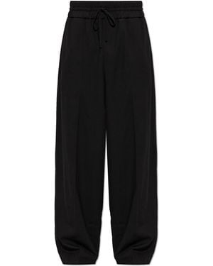 Ami Paris Straight-Leg Wool Trousers - Black