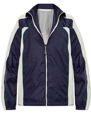 Palm Angels Lightweight Jacket With Printed Logo - Blue