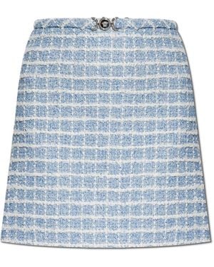 Versace Tweed Skirt With Lurex Thread - Blue
