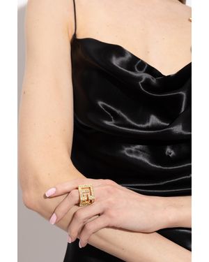 Balmain Ring With Shimmering Crystals - Black