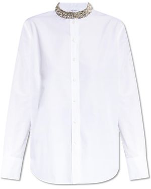 McQueen Shirt With Shimmering Crystals - White