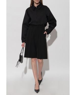 Balenciaga Wool Jacket With Embroidered Logo - Black