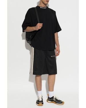 Palm Angels Cotton T-Shirt With Logo - Black