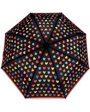 Moschino Folding Umbrella With Colorful Print - Black