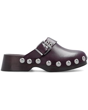 Ganni Leather Clogs - Purple