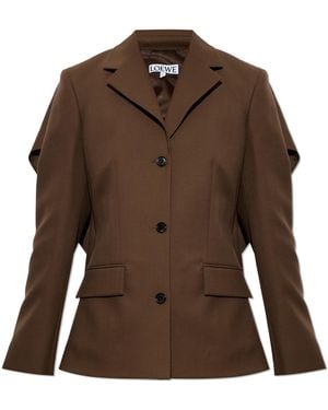 Loewe Wool Blazer With Decorative Back - Brown