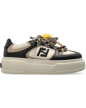 Fendi "Match" Sports Shoes On Platform - Natural