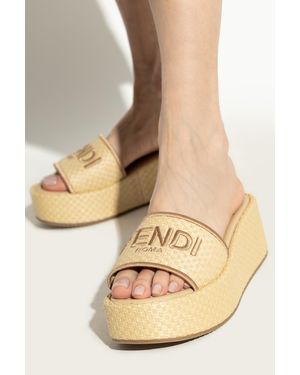 Fendi Platform Slides - Natural