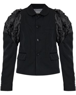 CDG by Comme des Garcons Blazer With Decoratively Finished Sleeves - Black