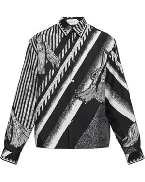 Versace Silk Shirt With Print - Black