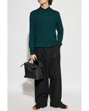Etro Wool Polo Shirt With Long Sleeves - Green