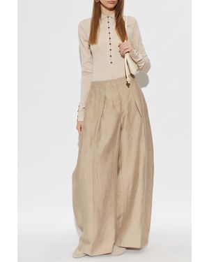Jacquemus Merino' Wool Polo With Long Sleeves - Natural