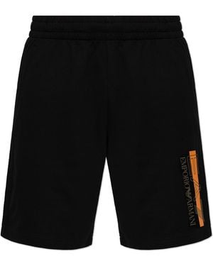 EA7 Sweat Shorts With Printed Logo - Black