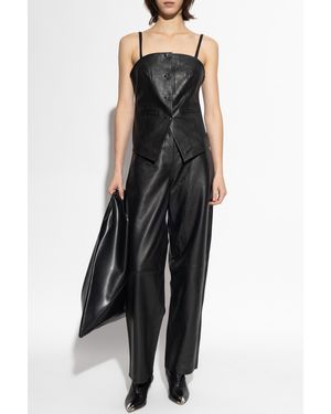 Samsøe & Samsøe Leather Pants 'Saharpal' - Black