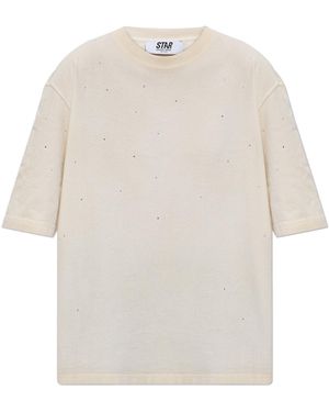 Golden Goose T-Shirt With Shimmering Appliqués - White
