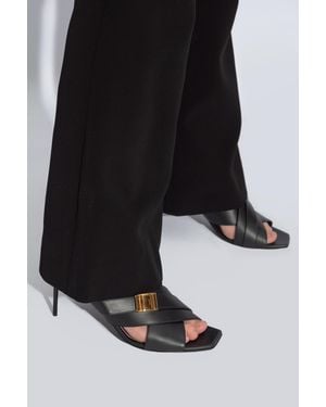 Balmain Heeled Slippers - Black