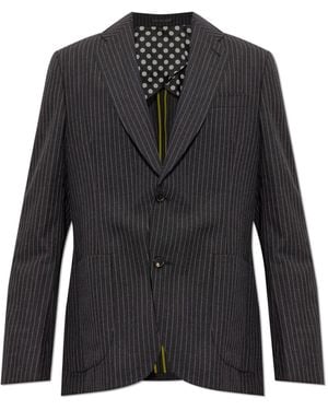 Paul Smith Wool Blazer With Pinstripe Pattern - Black