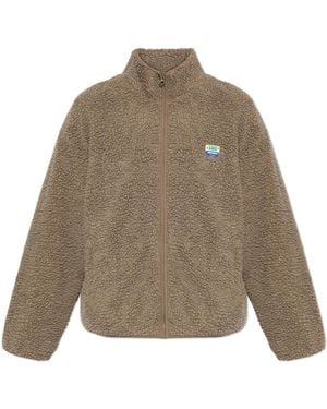 American Vintage Fleece Sweatshirt With Stand-Up Collar - Natural
