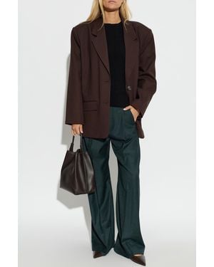 Victoria Beckham Wool Pleated Pants - Green