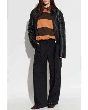 Acne Studios Polo With A Leather Collar - Black