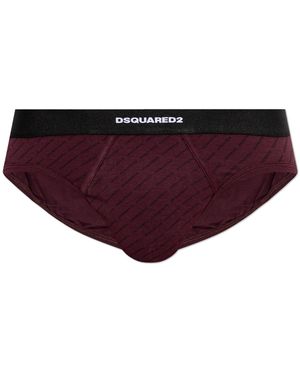 DSquared² Cotton Briefs With Monogram - Purple