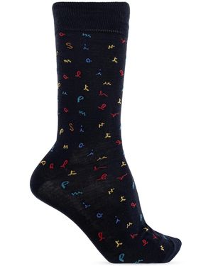 Paul Smith Cotton Socks With Logo - Black