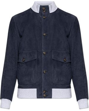 Eleventy Leather Jacket - Blue