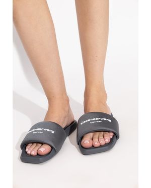 Alexander Wang Slides With Embossed Logo - White