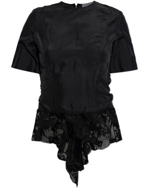 McQueen Asymmetrical Cut T-Shirt - Black