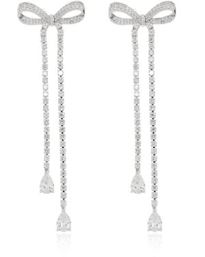 Self-Portrait Long Earrings With Sparkling Crystals - White