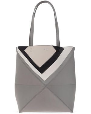 Loewe "Puzzle Medium" Shopper Bag - Grey