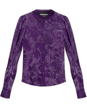 DSquared² Transparent Shirt With Decorative Pattern - Purple