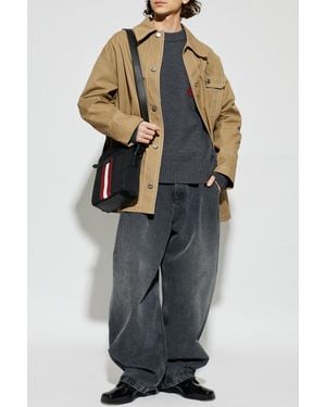 Ami Paris Denim Jacket With Pockets - Natural