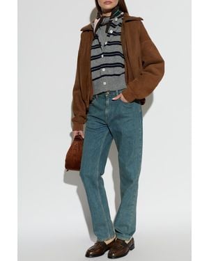 Acne Studios Suede Shearling Jacket - Blue