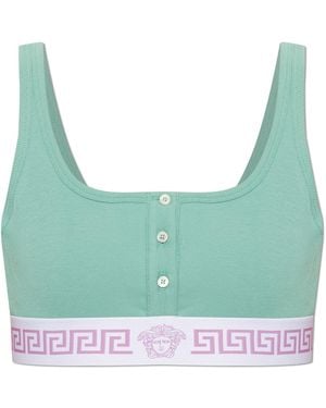 Versace Cotton Bra With Logo - Green
