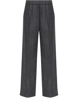 Jil Sander Wool Pants With Stitched Seams On The Legs - Black