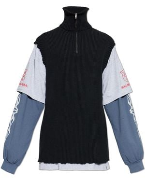 Balenciaga Sweatshirt With Combined Fabrics - Blue