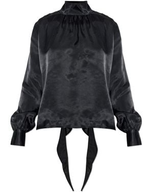 Vetements Satin Top With Open Back - Black