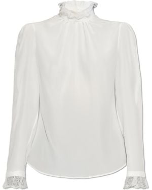 McQueen Top With Lace Inserts - White