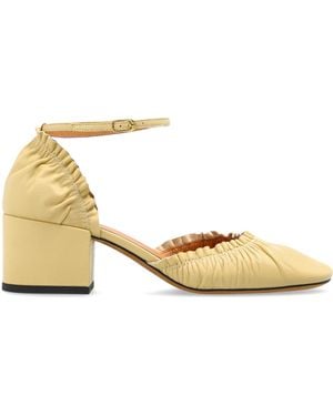 Odissi Leather Heeled Shoes - Metallic