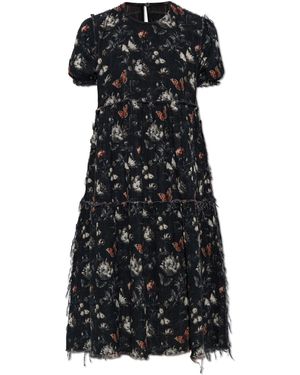 R13 Raw-Edged Midi Dress - Black