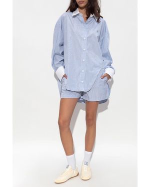 The Attico Striped Pattern Shorts - Blue