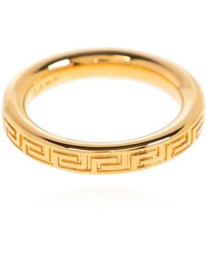 Versace Ring With Engraved Pattern - White