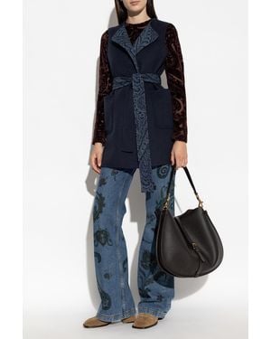 Etro Wool Vest With Belt - Blue