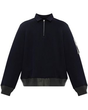 Sacai Polo Shirt With A Sleeve Pocket - Blue