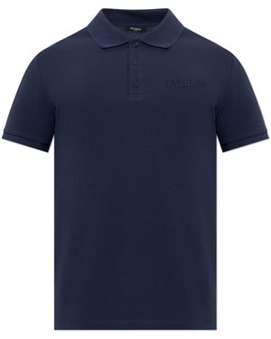 Balmain Polo With Embroidered Logo - Blue